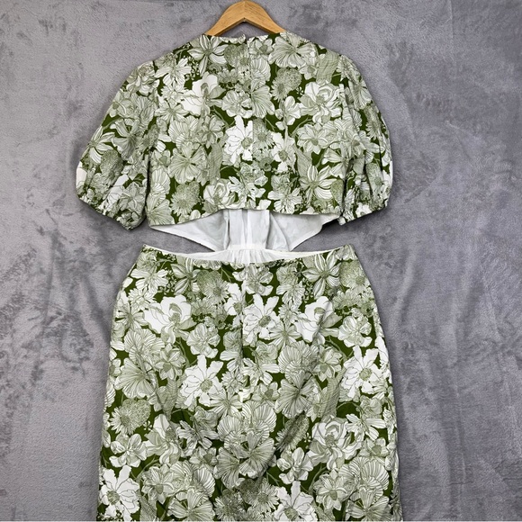 J. Crew Cutout Dress In Liberty Liner Floral Fabric Canteen Green. Size 14. - Picture 9 of 9
